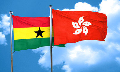 Ghana flag with Hong Kong flag, 3D rendering
