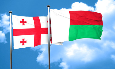 Georgia flag with Madagascar flag, 3D rendering