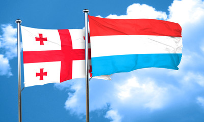 Georgia flag with Luxembourg flag, 3D rendering