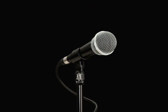Detail of a microphone on a stand