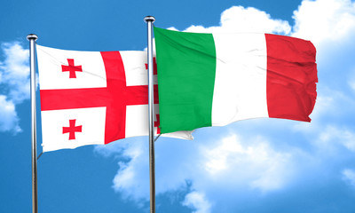 Georgia flag with Italy flag, 3D rendering