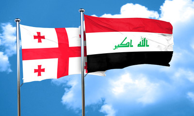 Georgia flag with Iraq flag, 3D rendering