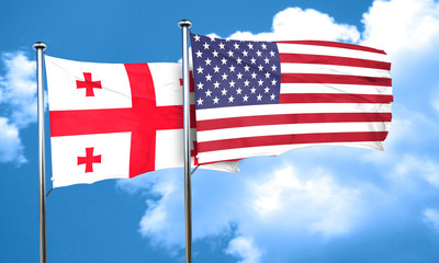 Georgia flag with American flag, 3D rendering