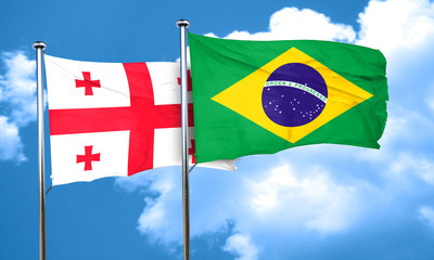 Georgia flag with Brazil flag, 3D rendering