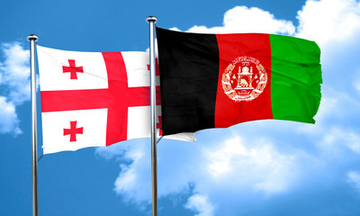 Georgia flag with afghanistan flag, 3D rendering