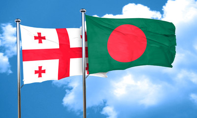 Georgia flag with Bangladesh flag, 3D rendering