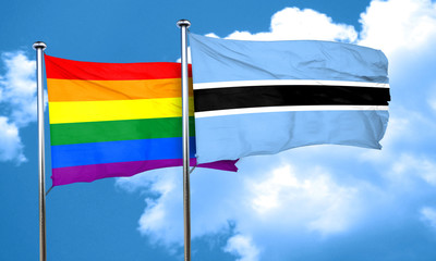 Gay pride flag with Botswana flag, 3D rendering