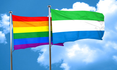 Gay pride flag with Sierra Leone flag, 3D rendering