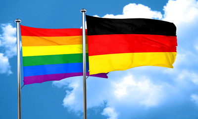 Gay pride flag with Germany flag, 3D rendering