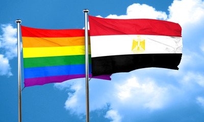 Gay pride flag with egypt flag, 3D rendering