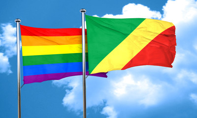 Gay pride flag with congo flag, 3D rendering