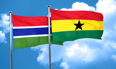 Gambia flag with Ghana flag, 3D rendering