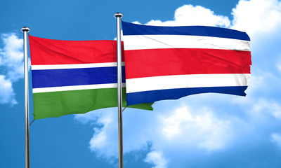 Gambia flag with Costa Rica flag, 3D rendering