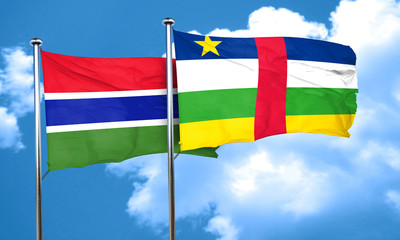Gambia flag with Central African Republic flag, 3D rendering