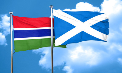 Gambia flag with Scotland flag, 3D rendering