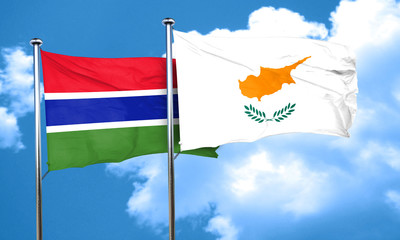 Gambia flag with Cyprus flag, 3D rendering