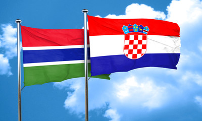 Gambia flag with Croatia flag, 3D rendering