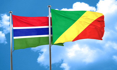 Gambia flag with congo flag, 3D rendering
