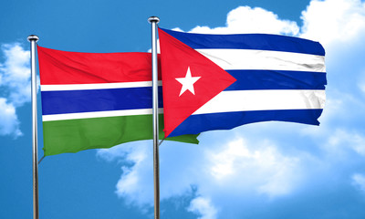 Gambia flag with cuba flag, 3D rendering