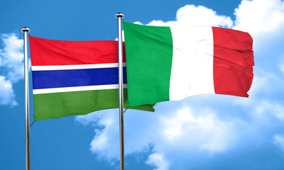 Gambia flag with Italy flag, 3D rendering