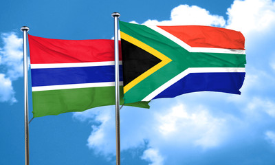 Gambia flag with South Africa flag, 3D rendering