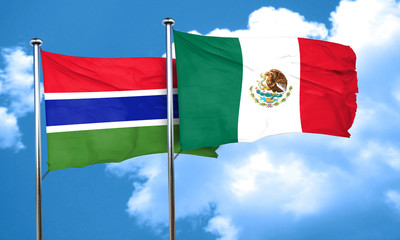 Gambia flag with Mexico flag, 3D rendering