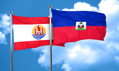 french polynesia flag with Haiti flag, 3D rendering
