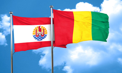 french polynesia flag with Guinea flag, 3D rendering