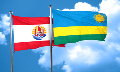 french polynesia flag with rwanda flag, 3D rendering