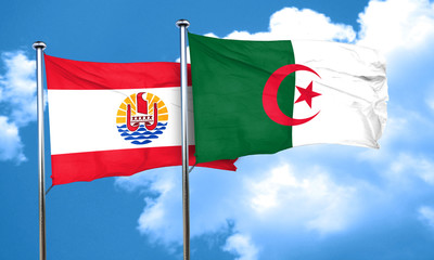 french polynesia flag with Algeria flag, 3D rendering