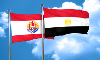 french polynesia flag with egypt flag, 3D rendering