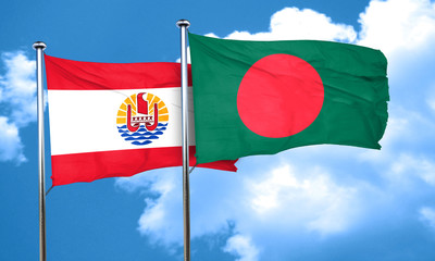 french polynesia flag with Bangladesh flag, 3D rendering