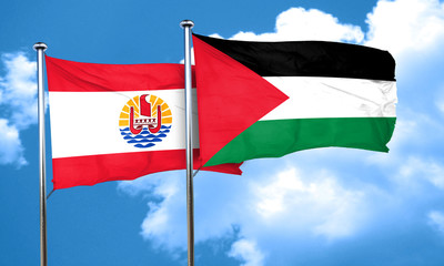 Fototapeta na wymiar french polynesia flag with Palestine flag, 3D rendering