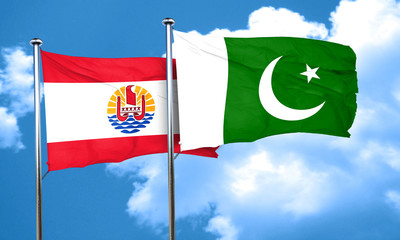 french polynesia flag with Pakistan flag, 3D rendering