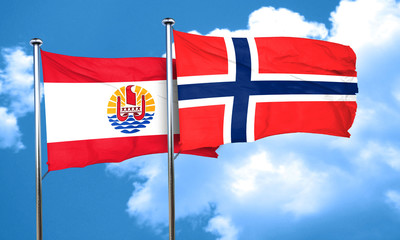 french polynesia flag with Norway flag, 3D rendering