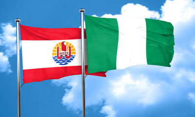 french polynesia flag with Nigeria flag, 3D rendering