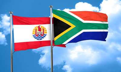french polynesia flag with South Africa flag, 3D rendering