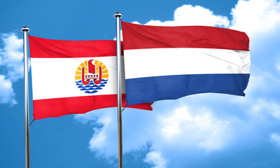 french polynesia flag with Netherlands flag, 3D rendering