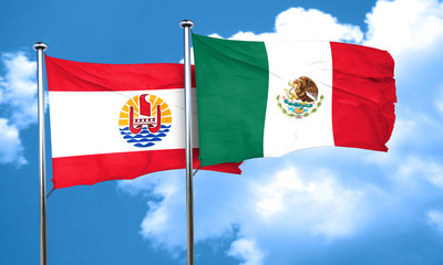 french polynesia flag with Mexico flag, 3D rendering