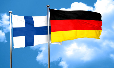 finland flag with Germany flag, 3D rendering
