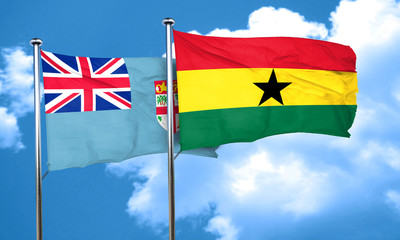 Fiji flag with Ghana flag, 3D rendering
