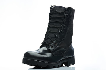 black leather men boot