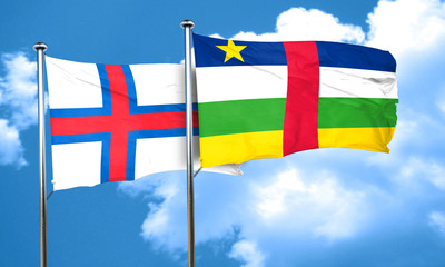 faroe islands flag with Central African Republic flag, 3D render