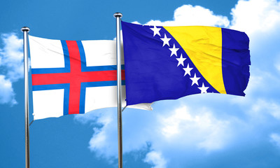 faroe islands flag with Bosnia and Herzegovina flag, 3D renderin