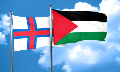 faroe islands flag with Palestine flag, 3D rendering