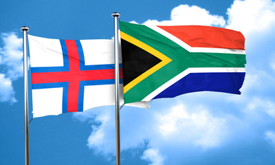 faroe islands flag with South Africa flag, 3D rendering