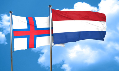 faroe islands flag with Netherlands flag, 3D rendering