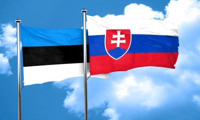 estonia flag with Slovakia flag, 3D rendering