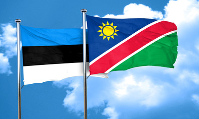 estonia flag with Namibia flag, 3D rendering