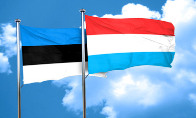 estonia flag with Luxembourg flag, 3D rendering